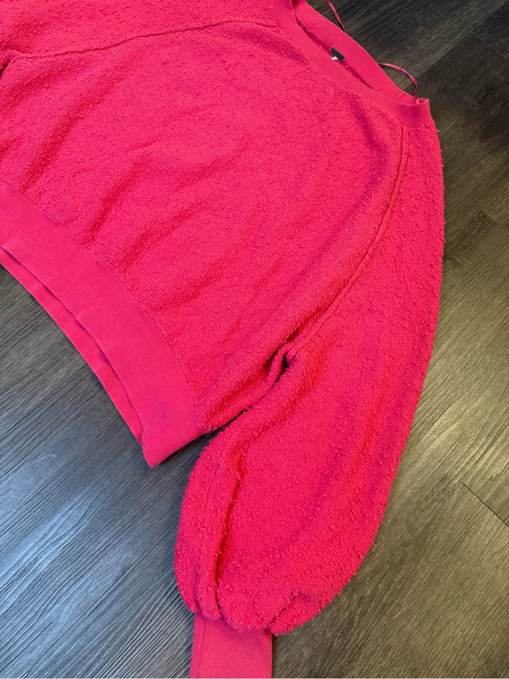 Free People Bright Pink Textured Cozy Sweatshirt